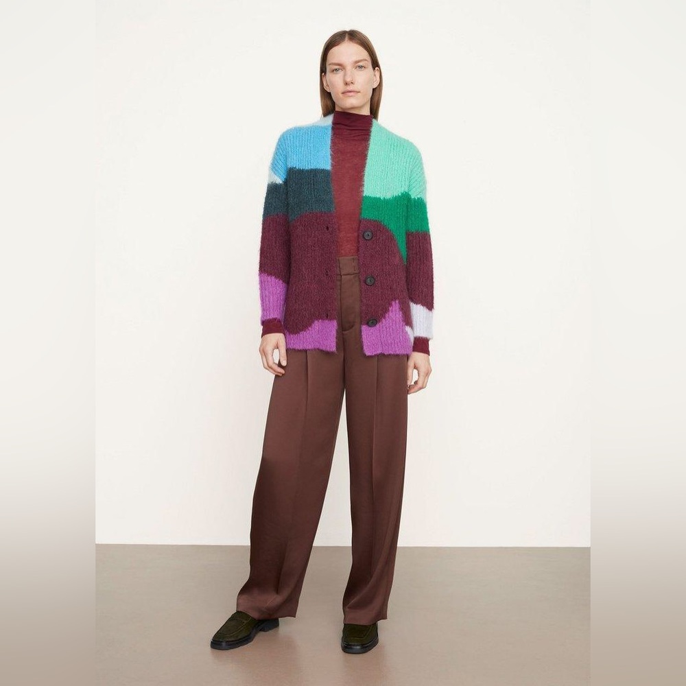 Vince Intarsia Wave Mohair Cardigan Sweater - Picture 4 of 4